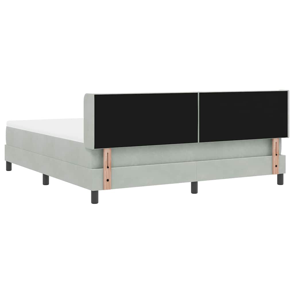 Lit à ressorts avec tête de lit Gris clair 200 x 180 cm Velours