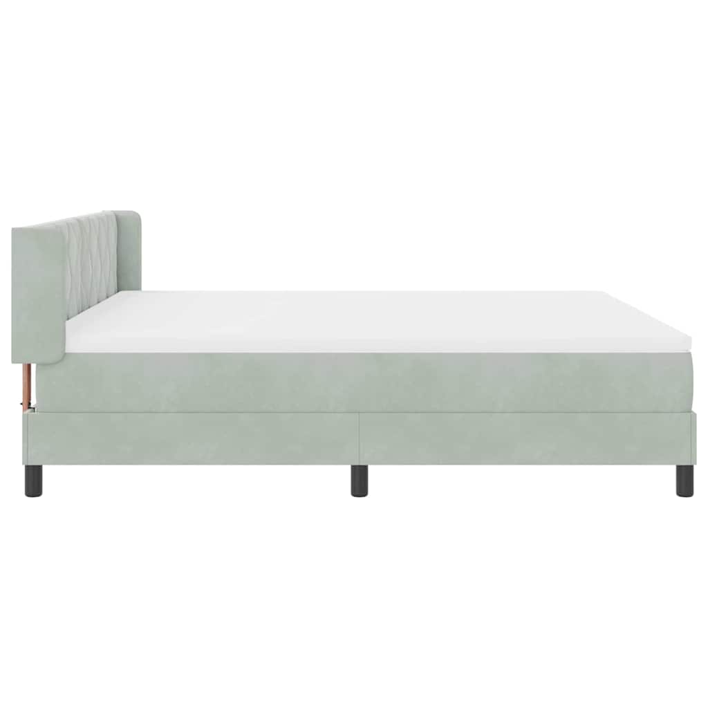 Lit à ressorts avec tête de lit Gris clair 200 x 180 cm Velours