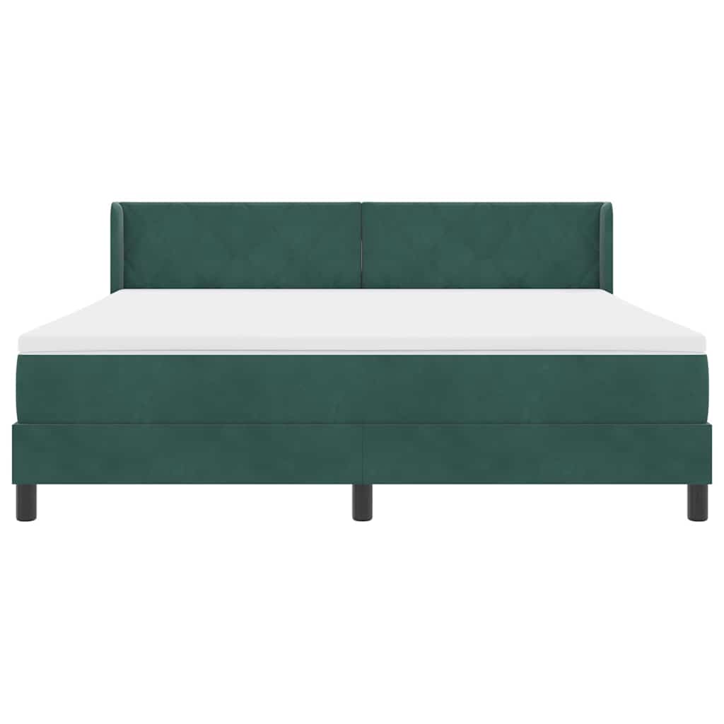 Lit à ressorts avec tête de lit Vert foncé 200 x 180 cm Velours