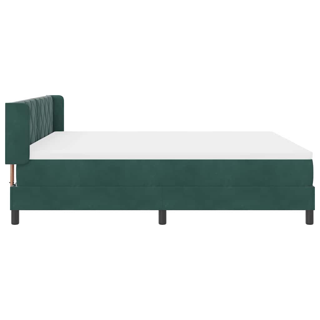 Lit à ressorts avec tête de lit Vert foncé 200 x 180 cm Velours
