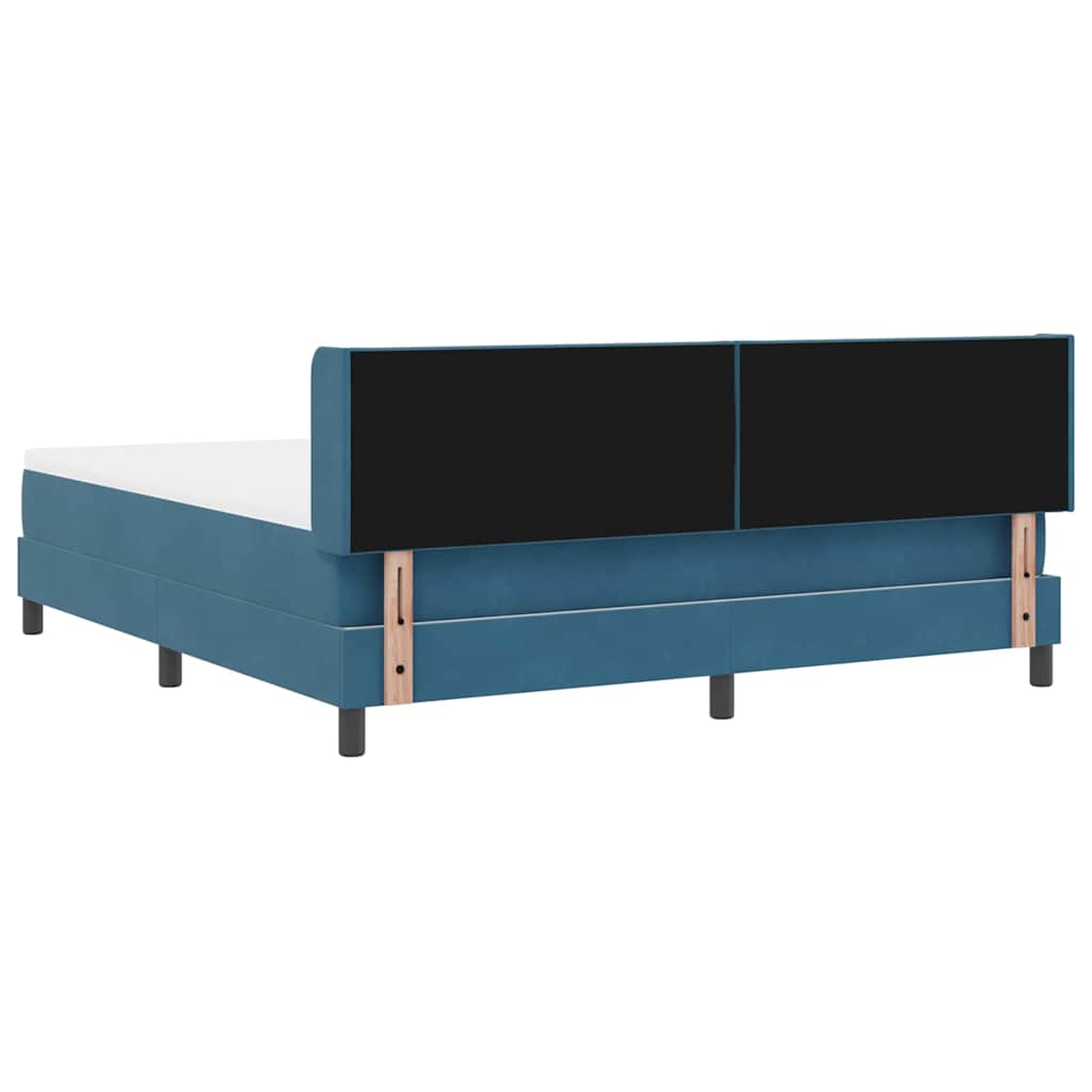 Lit à ressorts avec tête de lit Bleu foncé 200 x 180 cm Velours