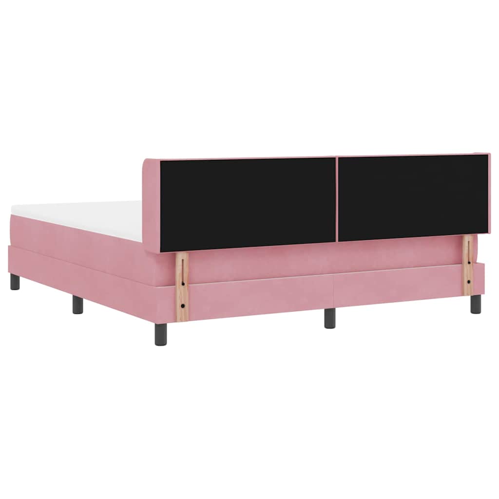 Lit à ressorts avec tête de lit Rose 200 x 180 cm Velours - XIOS
