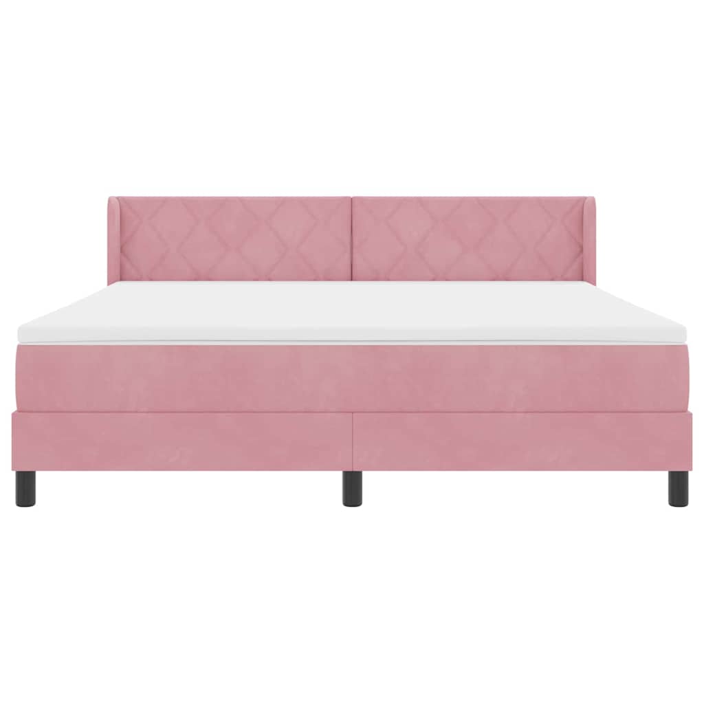 Lit à ressorts avec tête de lit Rose 200 x 180 cm Velours - XIOS