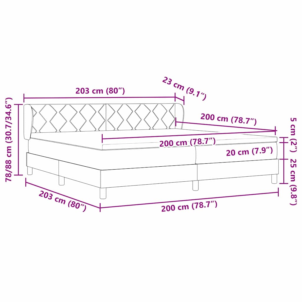Lit à ressorts avec matelas noir 100x200 cm en velours - XIOS