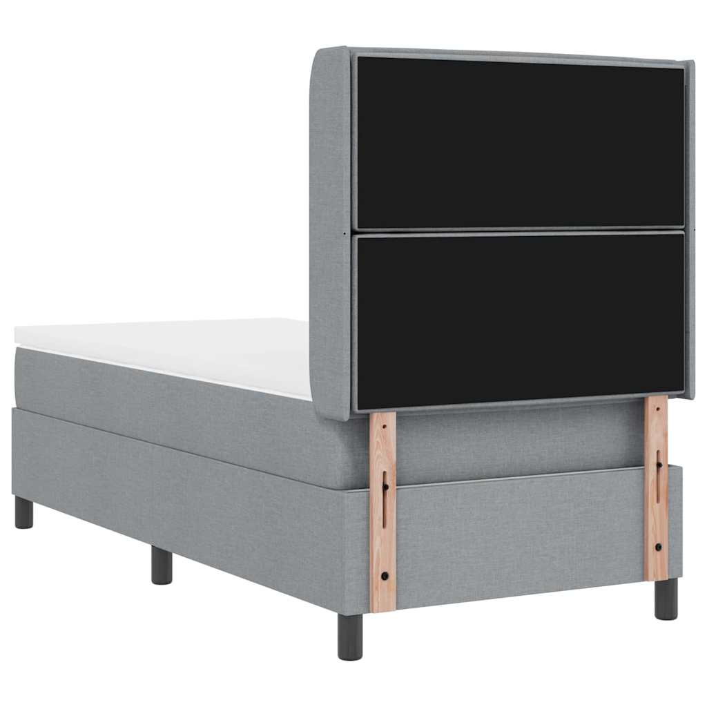 Lit à ressorts avec matelas Gris clair 200 x 80 cm tissu - XIOS