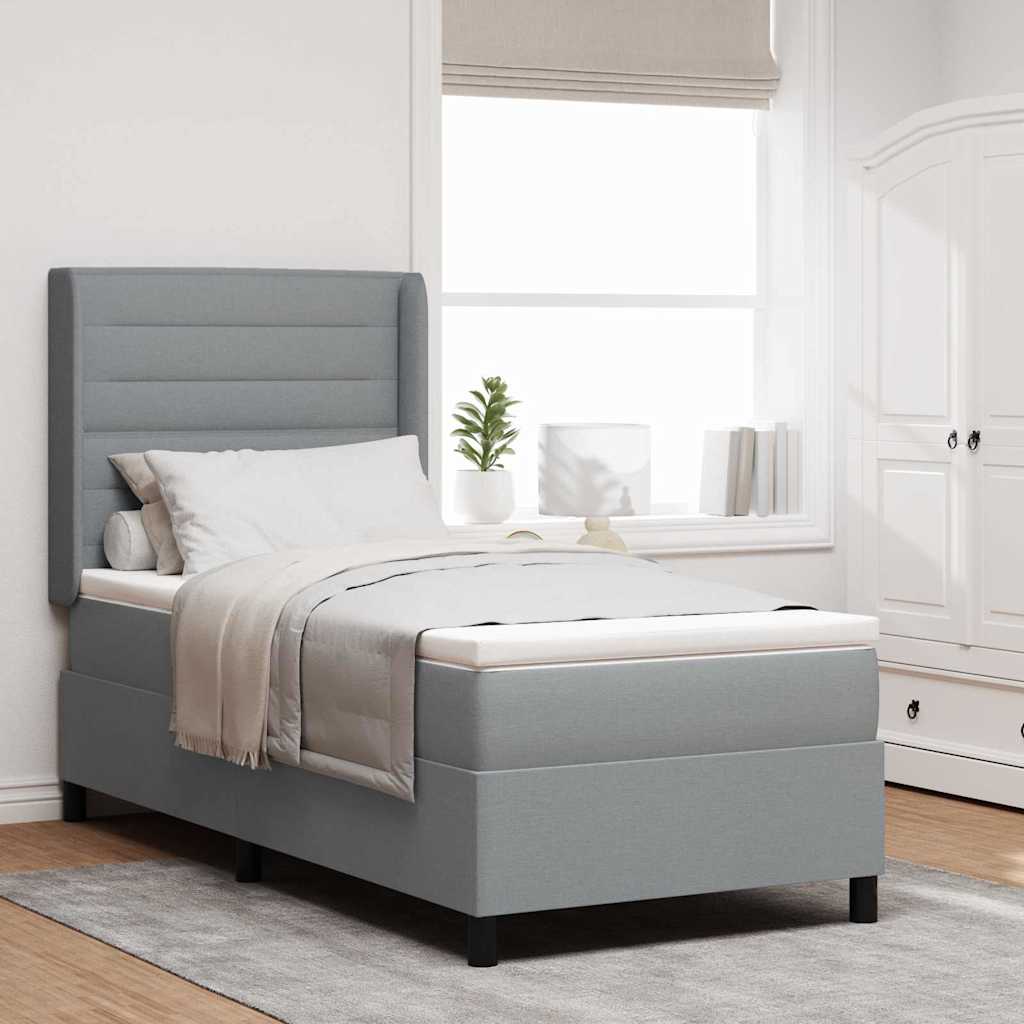 Lit à ressorts avec matelas Gris clair 90 x 200 cm tissu - XIOS