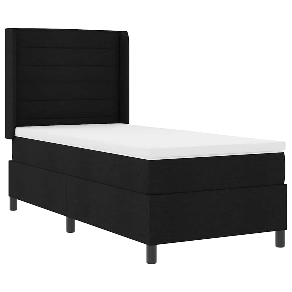 Lit à ressorts avec matelas Noir 200 x 90 cm tissu - XIOS
