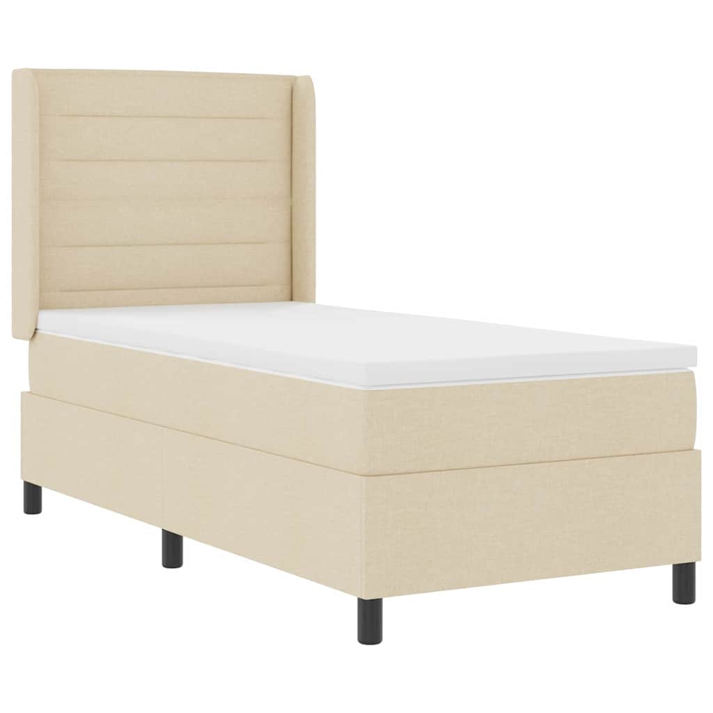 Lit à ressorts avec matelas Crème 90 x 200 cm tissu - XIOS