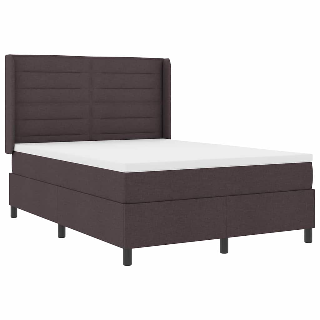 Lit à ressorts avec coussin Marron foncé 190 x 140 cm tissu