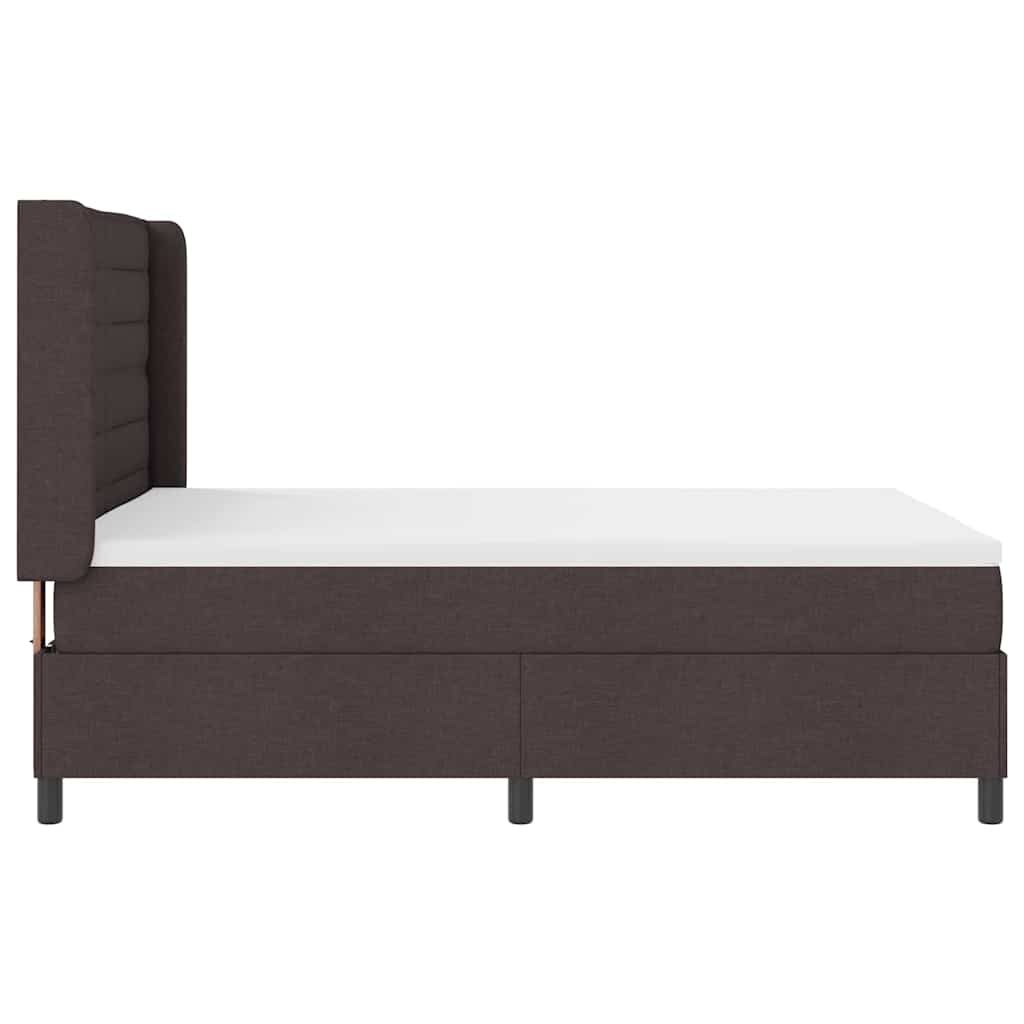 Lit à ressorts avec coussin Marron foncé 190 x 140 cm tissu