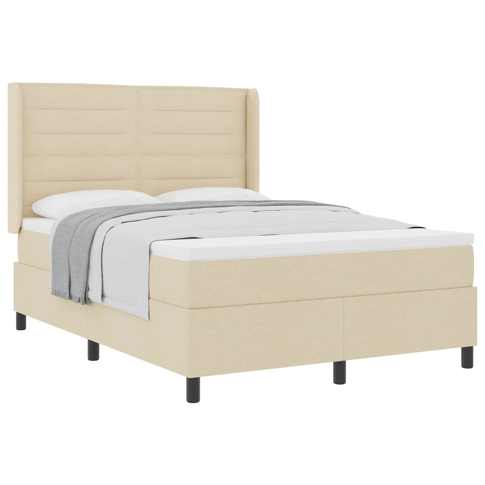 Lit à ressorts avec matelas Crème 190 x 140 cm tissu - XIOS