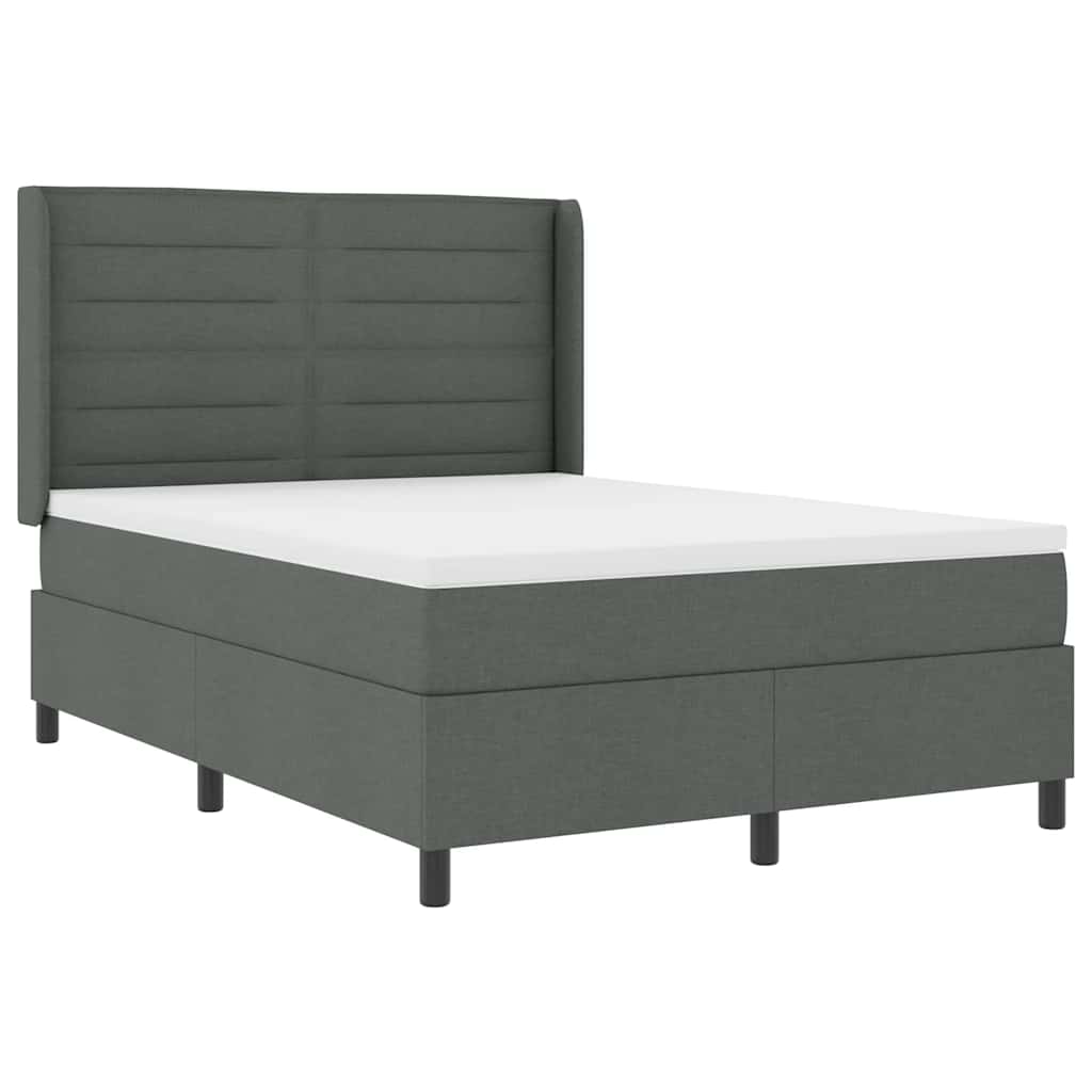 Lit à ressorts avec matelas Gris foncé 140 x 200 cm tissu - XIOS
