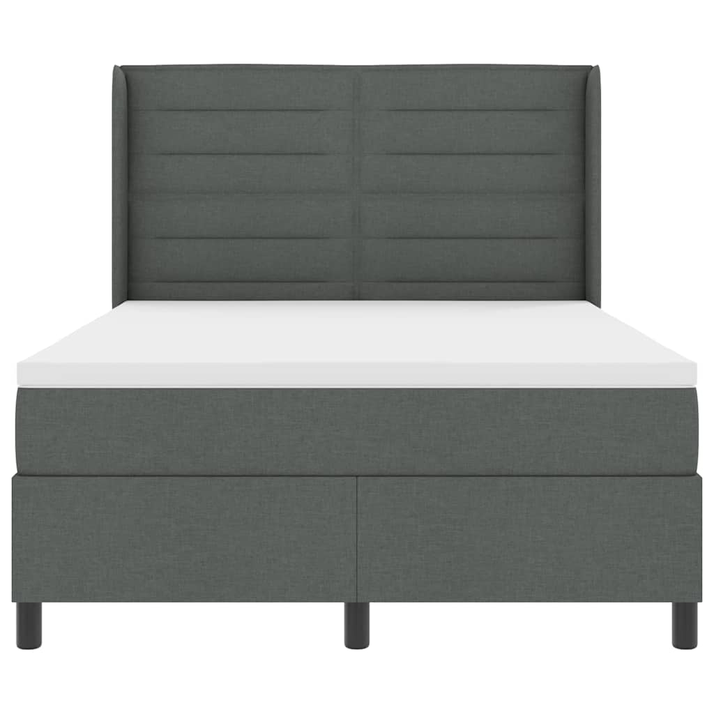 Lit à ressorts avec matelas Gris foncé 140 x 200 cm tissu - XIOS