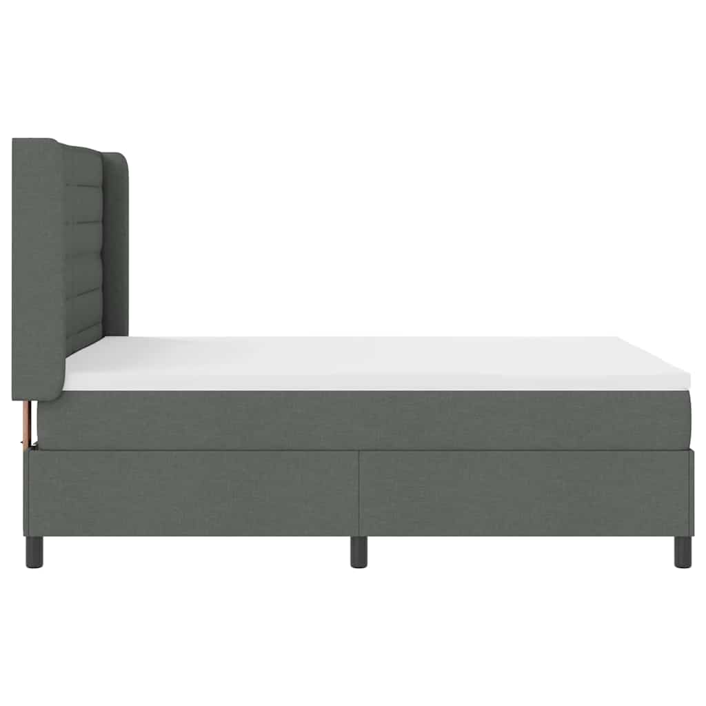 Lit à ressorts avec matelas Gris foncé 140 x 200 cm tissu - XIOS
