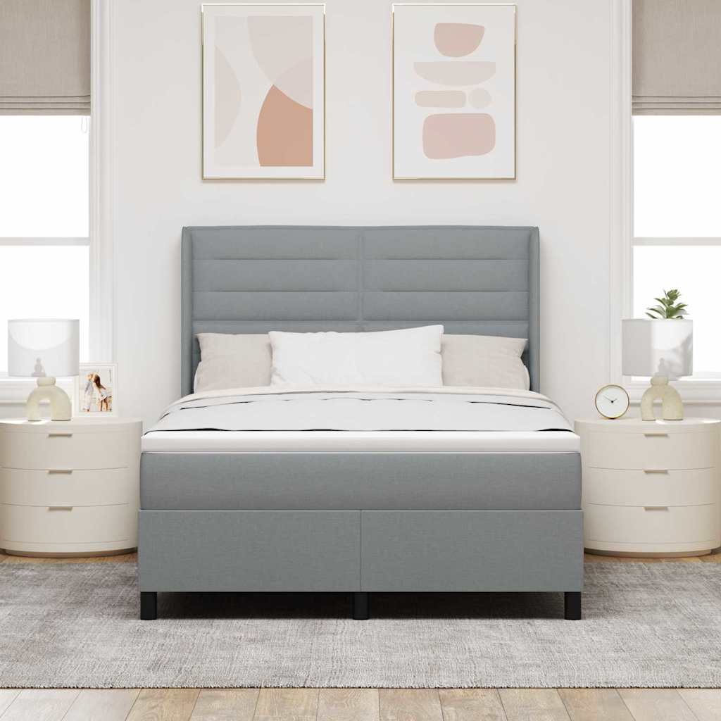 Lit à ressorts avec matelas Gris clair 160 x 200 cm tissu - XIOS
