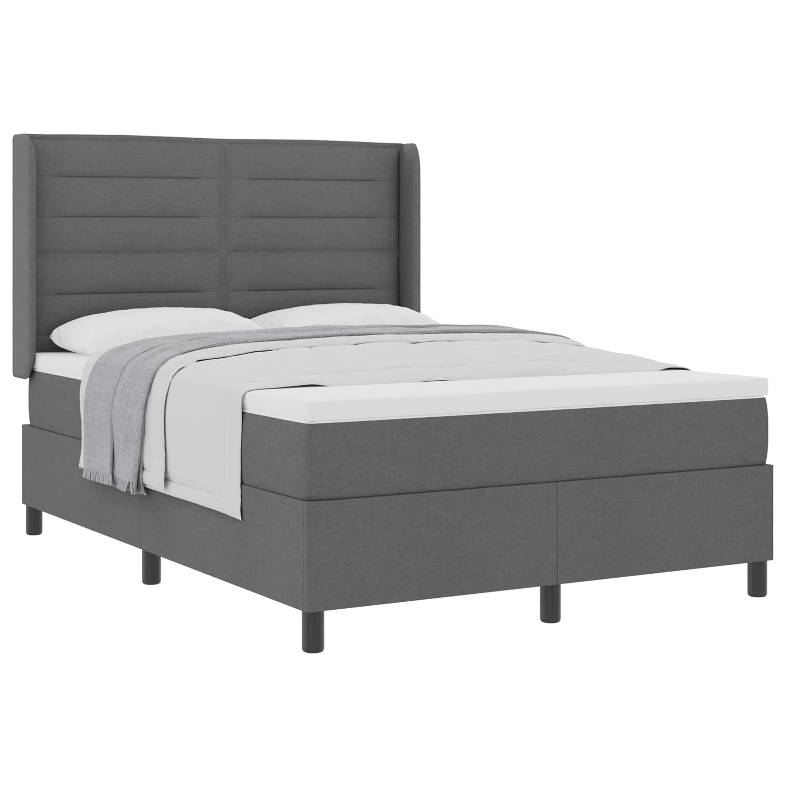 Lit à ressorts avec matelas Gris foncé 200 x 160 cm tissu - XIOS