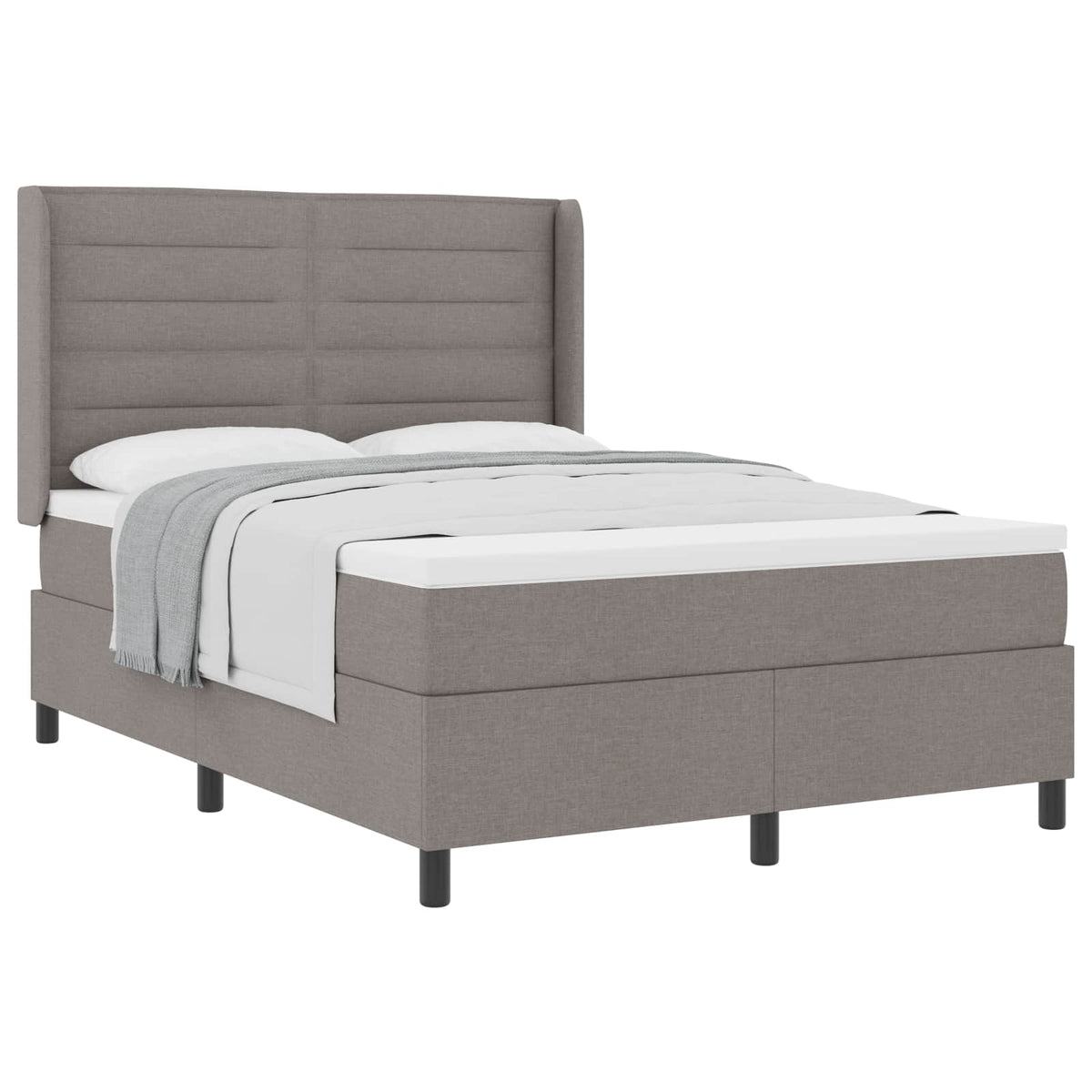Lit à ressorts avec coussin Taupe 200 x 160 cm tissu