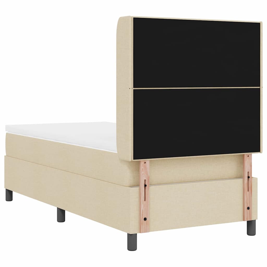 Lit à ressorts avec coussin Crème 200 x 80 cm tissu