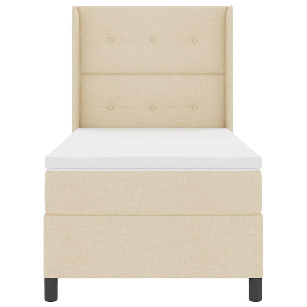 Lit à ressorts avec coussin Crème 200 x 80 cm tissu