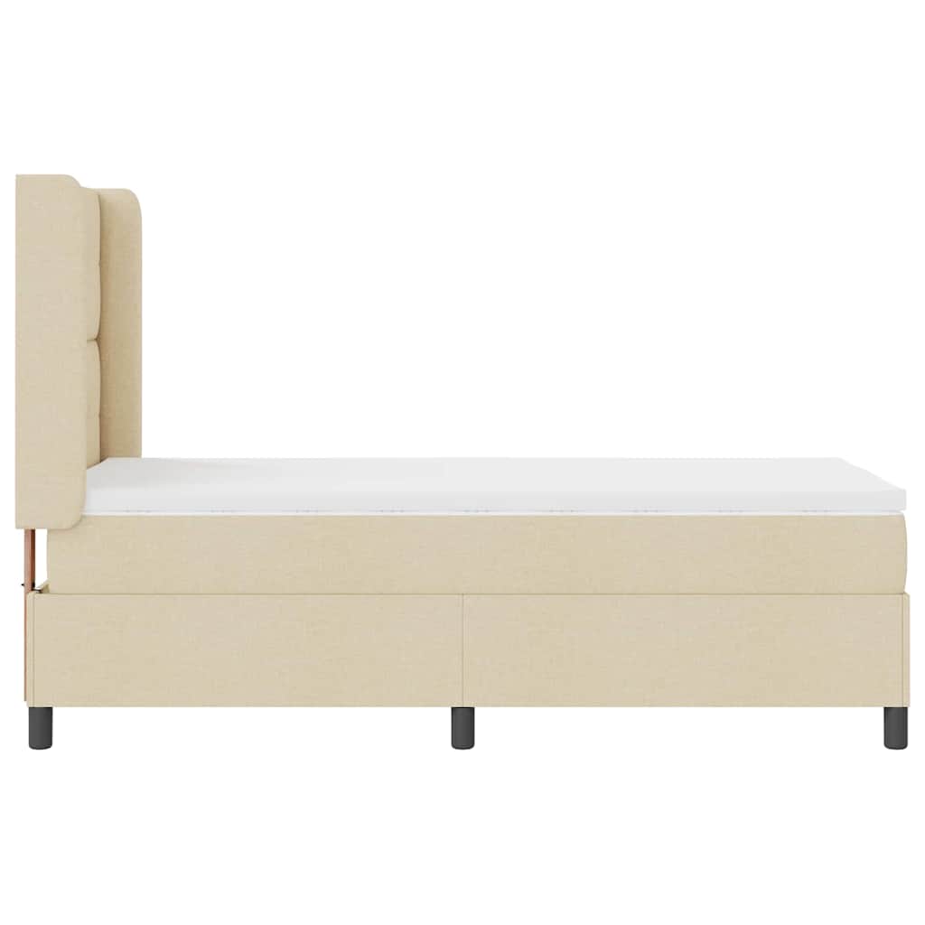 Lit à ressorts avec coussin Crème 200 x 80 cm tissu
