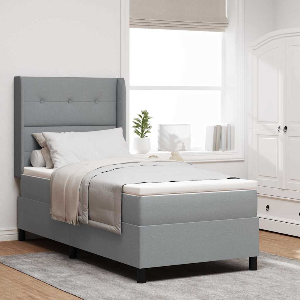 Lit à ressorts avec coussin Gris clair 200 x 90 cm tissu - XIOS