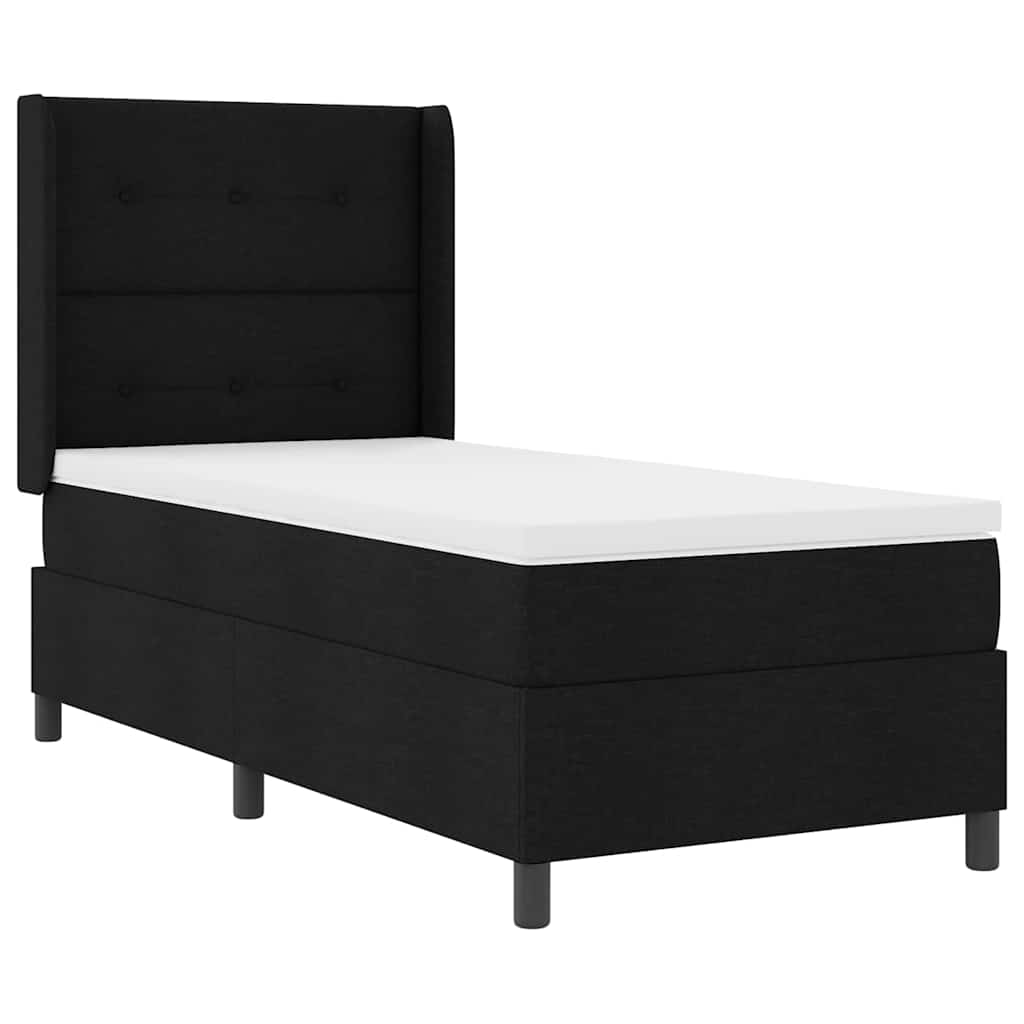 Lit à ressorts avec coussin Noir 200 x 100 cm tissu