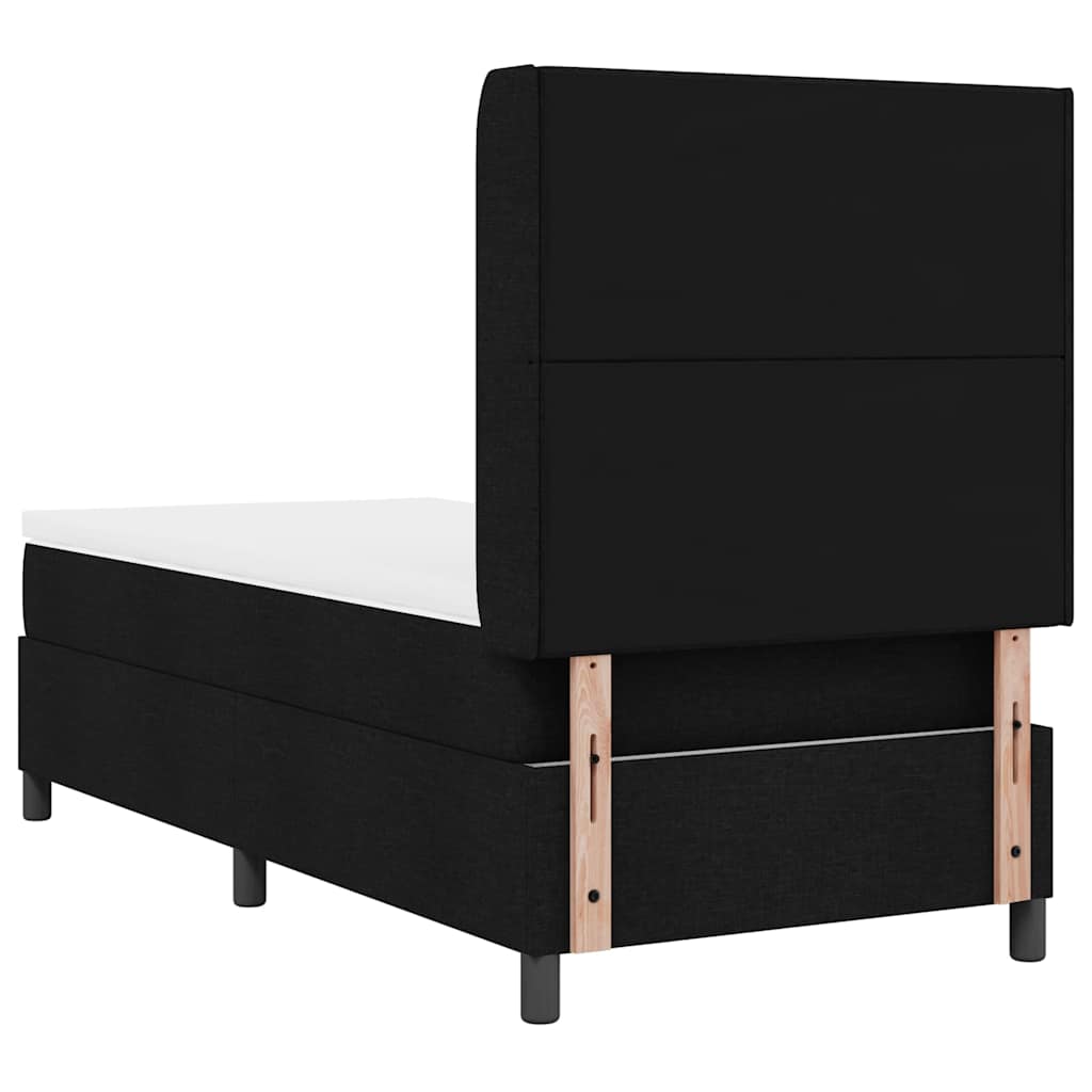 Lit à ressorts avec coussin Noir 200 x 100 cm tissu