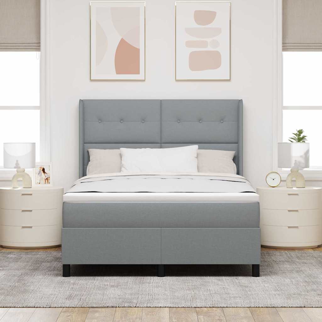 Lit à ressorts avec matelas Gris clair 160 x 200 cm tissu - XIOS