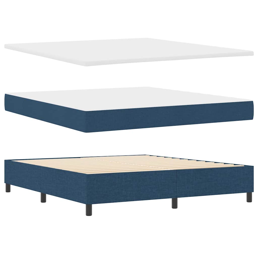 Lit à ressorts avec coussin Bleu 200 x 180 cm tissu