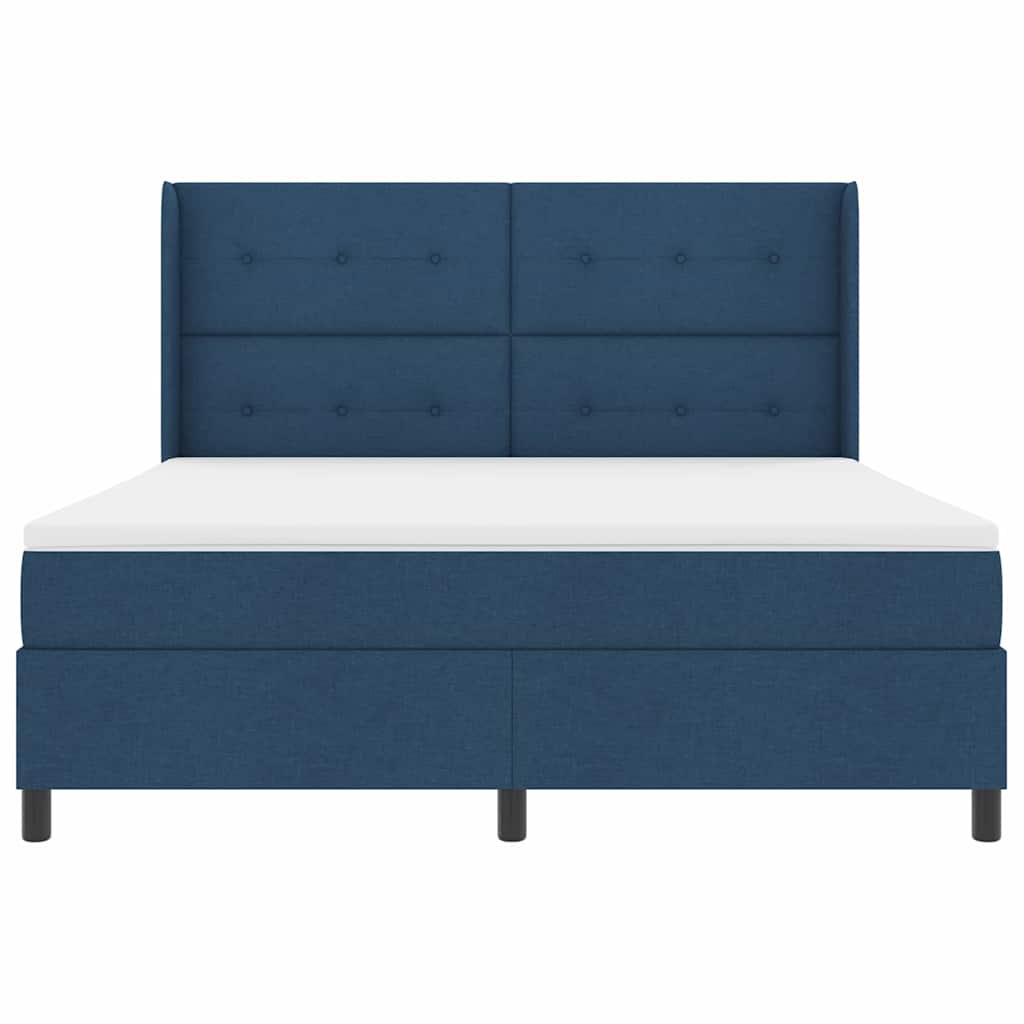 Lit à ressorts avec coussin Bleu 200 x 180 cm tissu