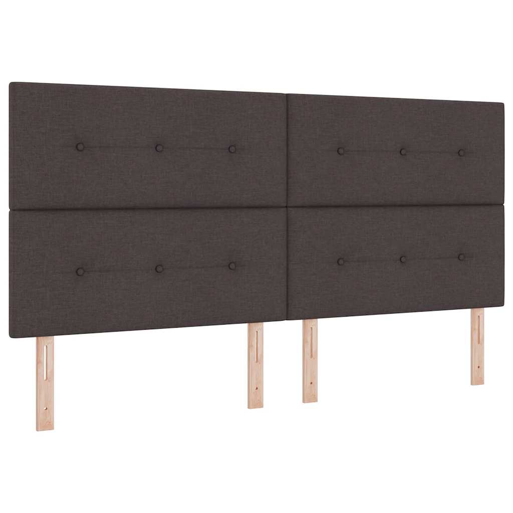 Lit à ressorts avec coussin Marron foncé 200 x 200 cm tissu