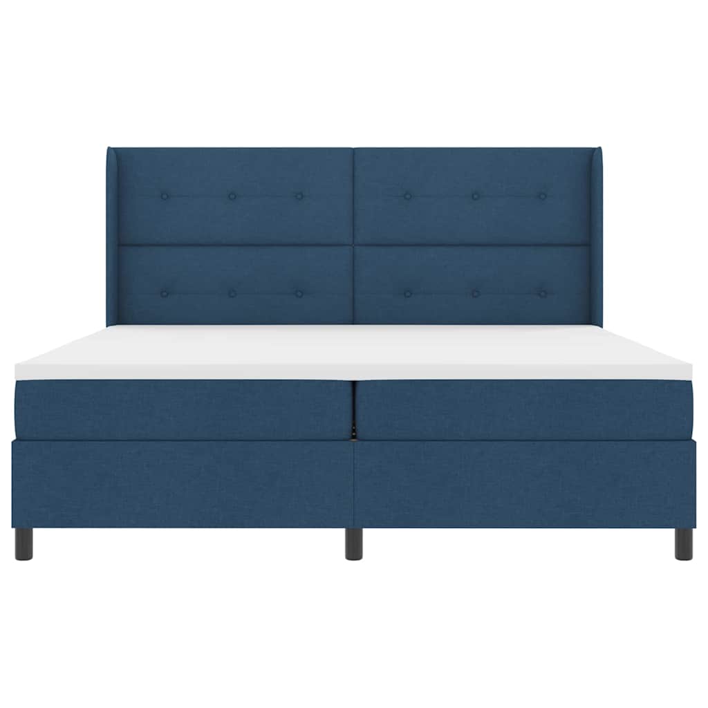 Lit à ressorts avec matelas Bleu 200 x 200 cm tissu - XIOS