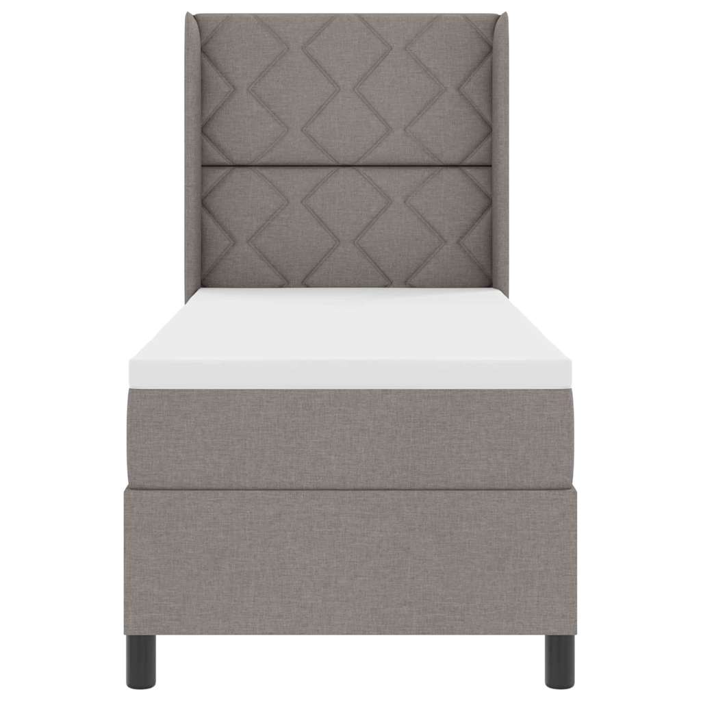 Lit à ressorts avec coussin Taupe 200 x 80 cm tissu