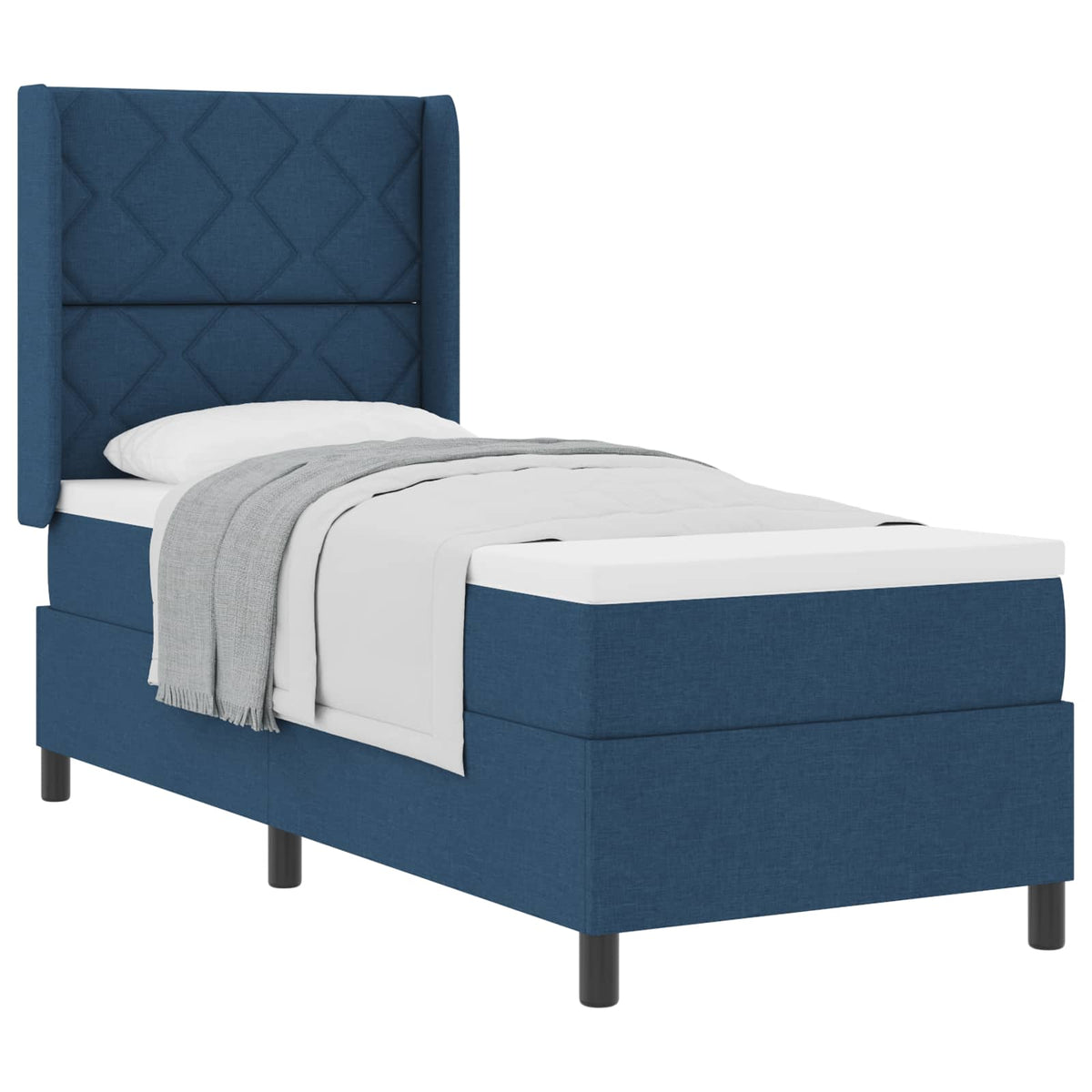 Lit à ressorts avec coussin Bleu 200 x 80 cm tissu