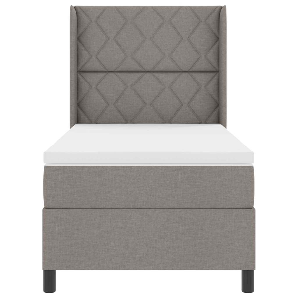 Lit à ressorts avec coussin Taupe 200 x 100 cm tissu