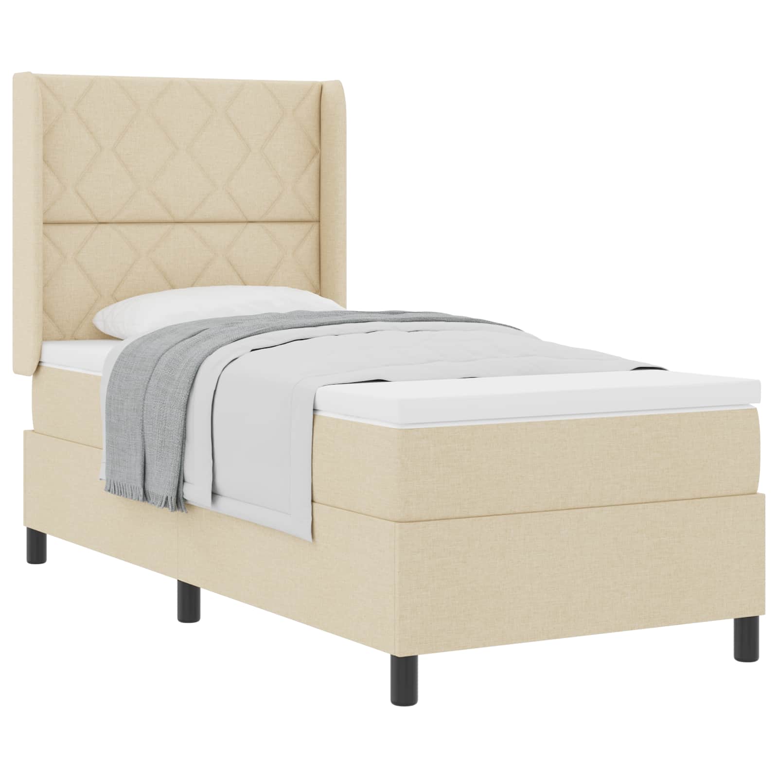 Lit à ressorts avec coussin Crème 200 x 100 cm tissu - XIOS