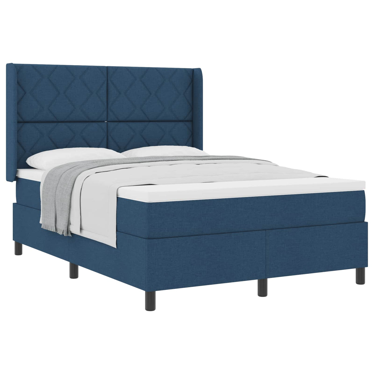 Lit à ressorts avec coussin Bleu 200 x 140 cm tissu