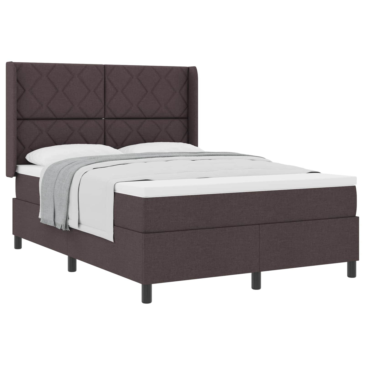 Lit à ressorts avec coussin Marron foncé 200 x 160 cm tissu