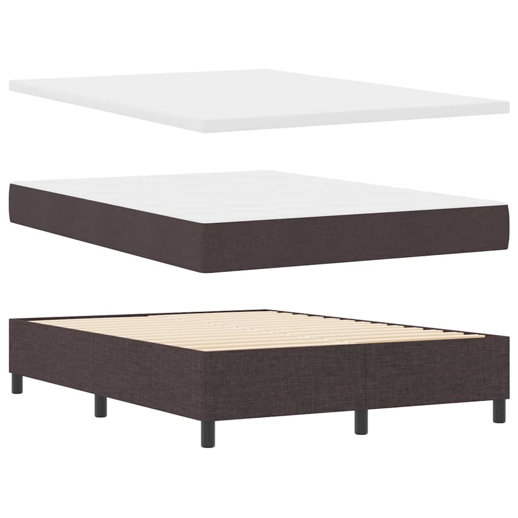 Lit à ressorts avec matelas Marron foncé 160 x 200 cm tissu