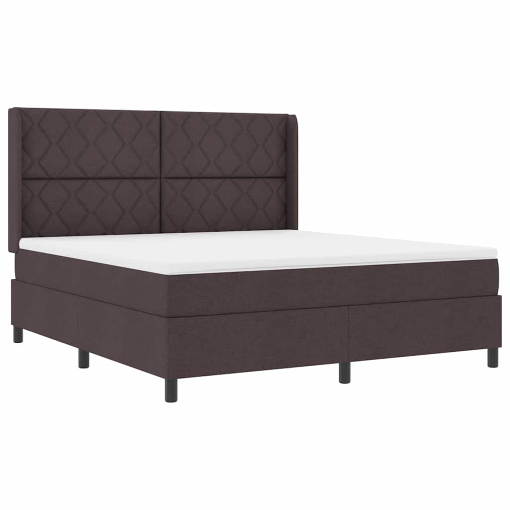 Lit à ressorts avec matelas Marron foncé 180 x 200 cm tissu