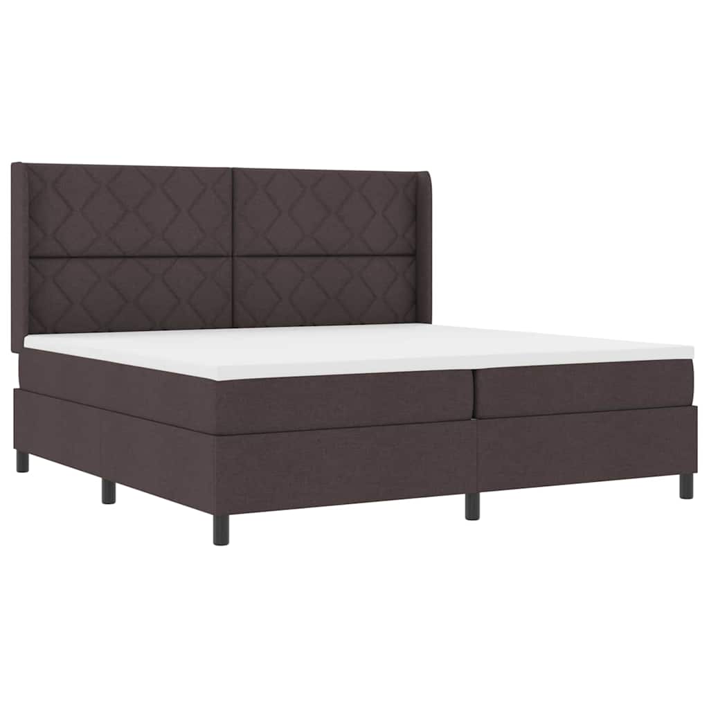 Lit à ressorts avec matelas Marron foncé 200 x 200 cm tissu