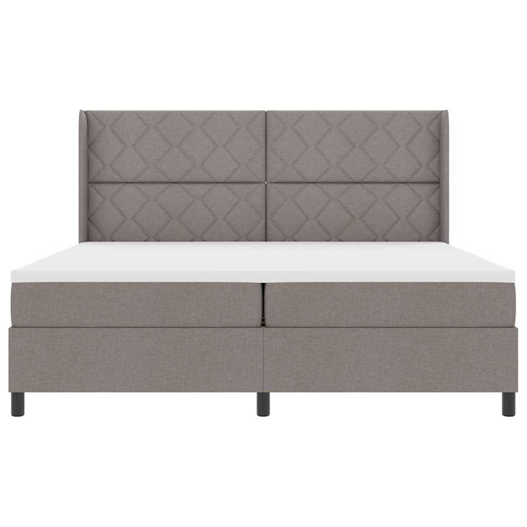 Lit à ressorts avec matelas Taupe 200 x 200 cm tissu - XIOS