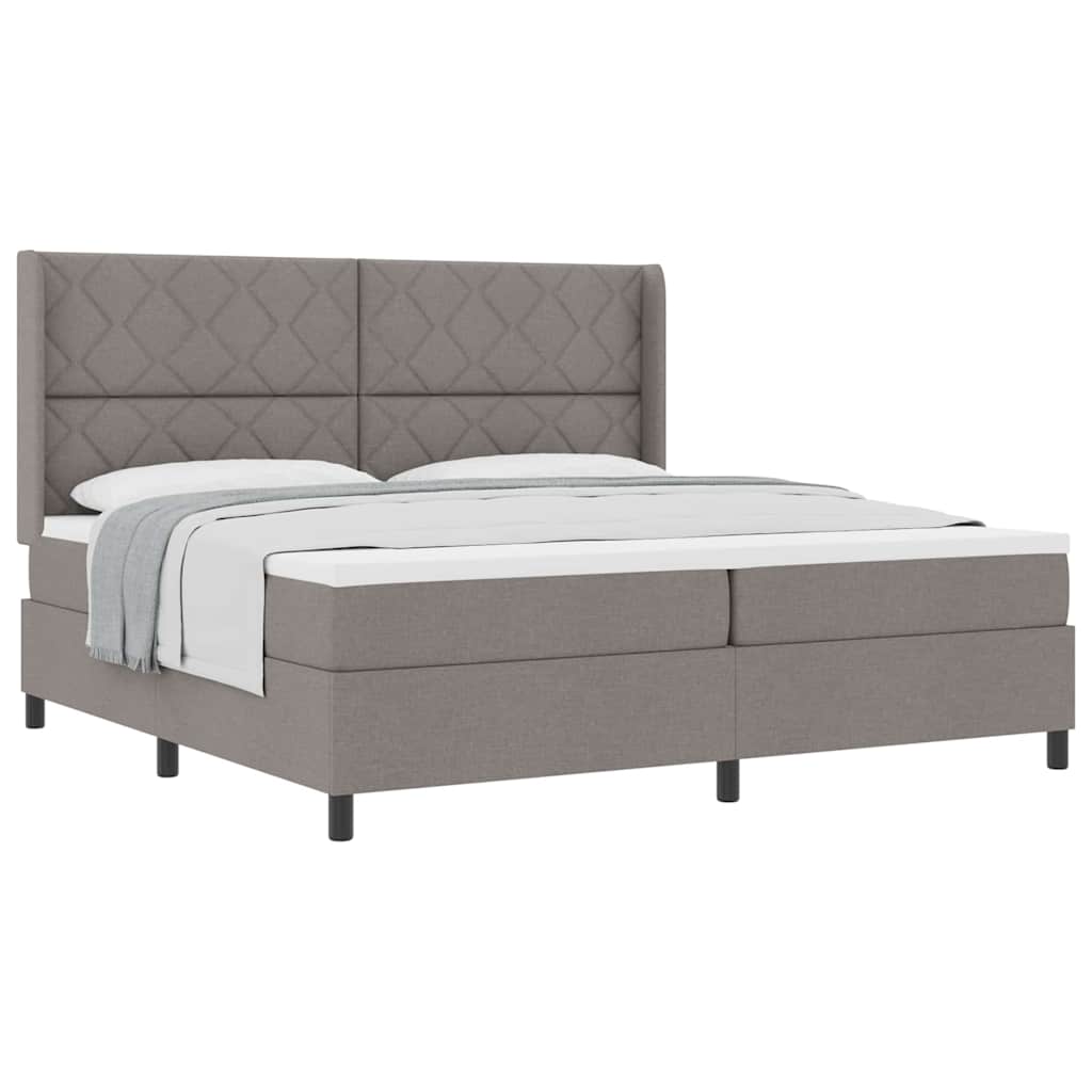 Lit à ressorts avec matelas Taupe 200 x 200 cm tissu - XIOS