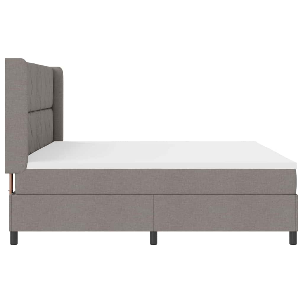 Lit à ressorts avec matelas Taupe 200 x 200 cm tissu - XIOS