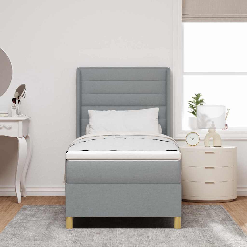 Lit à ressorts avec matelas Gris clair 80 x 200 cm tissu - XIOS