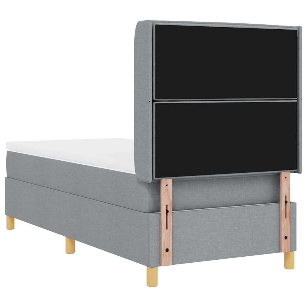 Lit à ressorts avec matelas Gris clair 80 x 200 cm tissu - XIOS