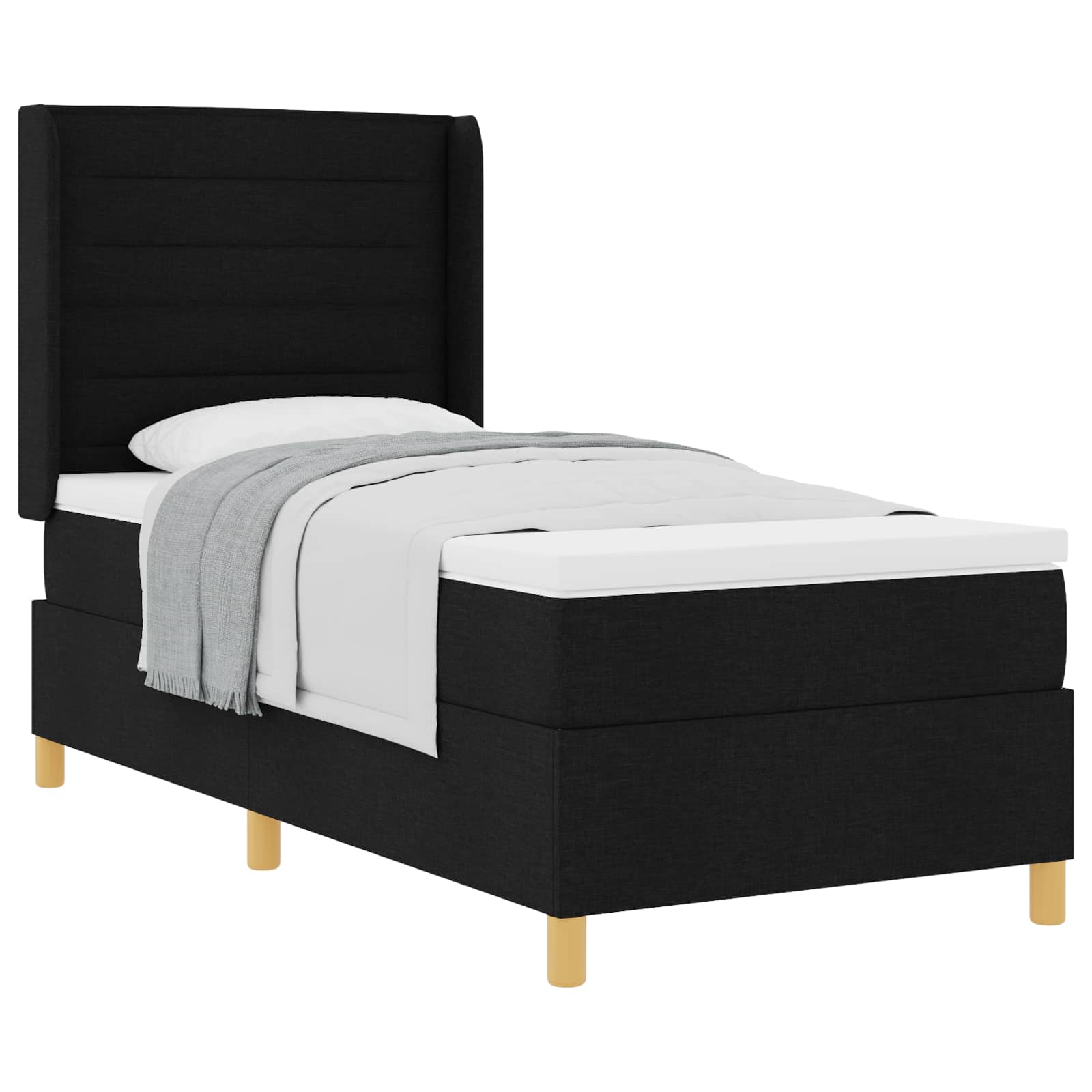 Lit à ressorts avec matelas Noir 80 x 200 cm tissu - XIOS