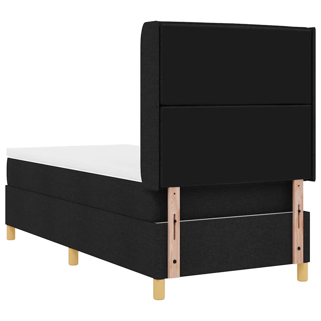 Lit à ressorts avec matelas Noir 80 x 200 cm tissu - XIOS
