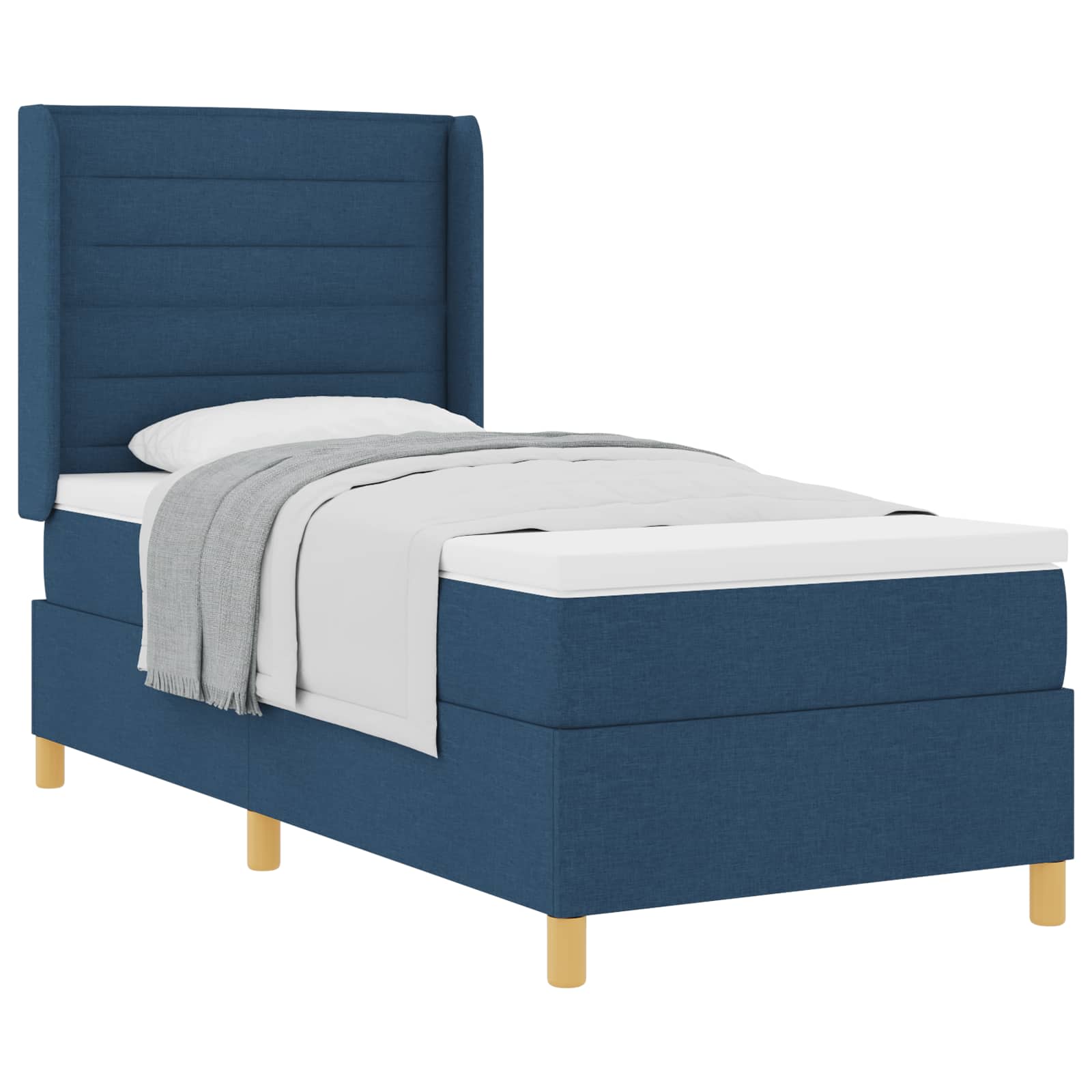 Lit à ressorts avec matelas Bleu 80 x 200 cm tissu - XIOS