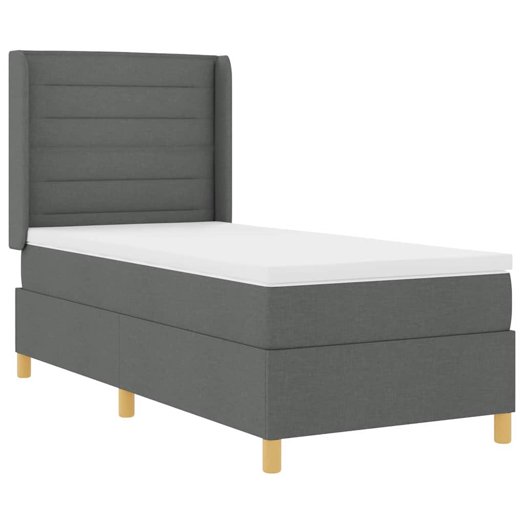 Lit à ressorts avec matelas Gris foncé 90 x 200 cm tissu - XIOS
